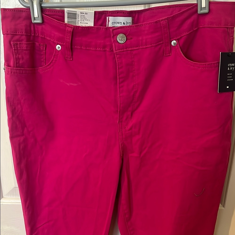 crown & ivy Women's Straight Leg Jeans - Pink - Picture 6 of 7